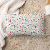 白いシンプル花柄 ランバークッション (ブランケット)