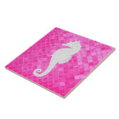 白いシーホースピンクのシーグラス模様 タイル (側面)