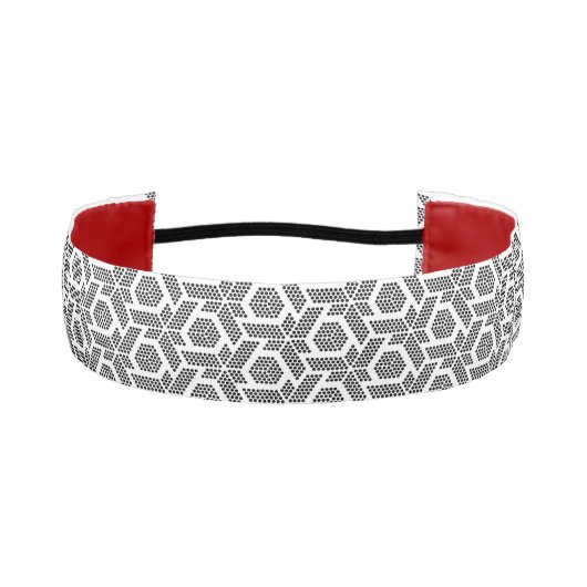 白いシームレスパターン上の黒いドット アスレチックヘッドバンド (正面)