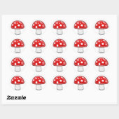 白いシールに赤と白のキノコ ラウンドシール (シート)