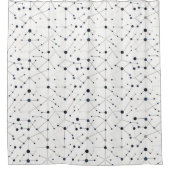 白いジオメトリネットワークパターン シャワーカーテン (正面)