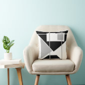白いジオメトリ上の黒いグレーの三角形抽象芸術 クッション (椅子)