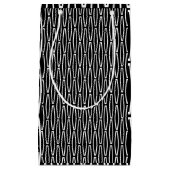 白いジオメトリ繰り返し スモールペーパーバッグ (正面)