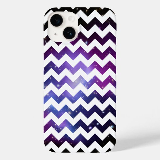 白いジグザグのパープルギャラクシー・クラスター Case-Mate iPhoneケース (裏面)