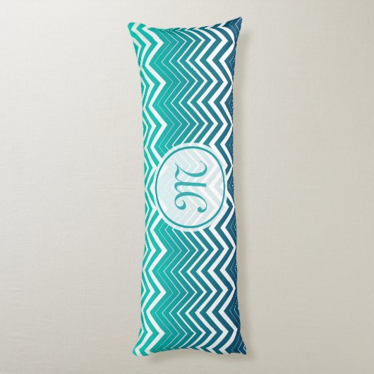 白いジグザグの山形と青い緑の背景 ボディピロー (裏面 (縦))