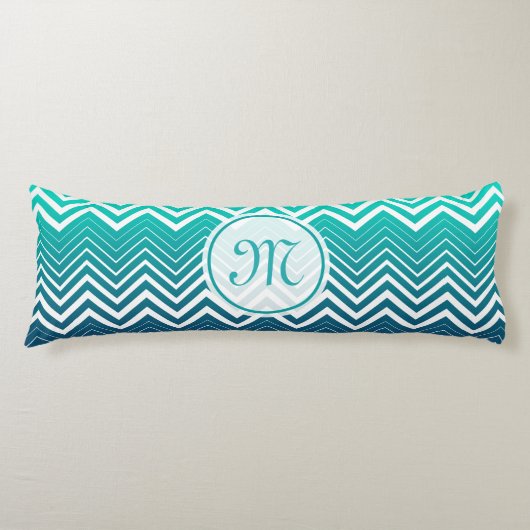 白いジグザグの山形と青い緑の背景 ボディピロー (正面)