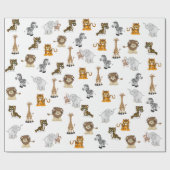 白いジャングルの動物 ラッピングペーパー (フラット)