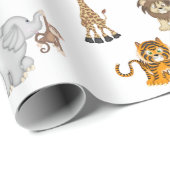 白いジャングルの動物 ラッピングペーパー (ロールコーナー)