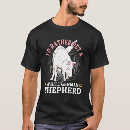 白いジャーマンシェパードの飼い主 Tシャツ (正面)