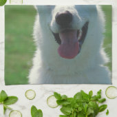 白いジャーマン・シェパードの台所タオル キッチンタオル (折り畳み)