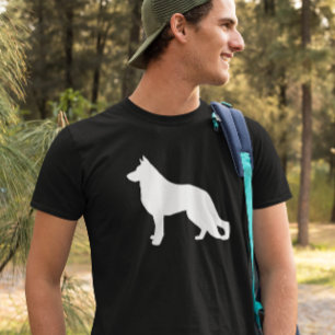 白いジャーマン・シェパード犬のシルエット Tシャツ