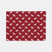 白いジャーマン・シェパード犬はパターンのシルエットを描きます フリースブランケット (正面(横))