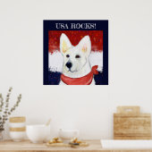 白いジャーマン・シェパード ポスター (キッチン)