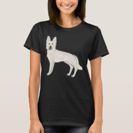 白いスイス・シェパード 白いジャーマン・シェパード かわいいキャラクター 犬 Tシャツ