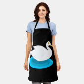 白いスイミングアヒル エプロン (着用した状態)