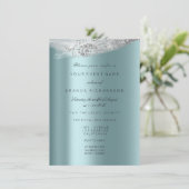 白いスイート16のウェディングドレス グレーアクアダイヤモンド 招待状 (スタンド正面)