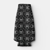 白いスカルとクロスボーンのグラフィックパターン ボトルクーラー (正面)