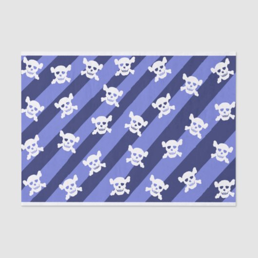 白いスカルと青のクロスボーンストライプ 薄葉紙 (正面)