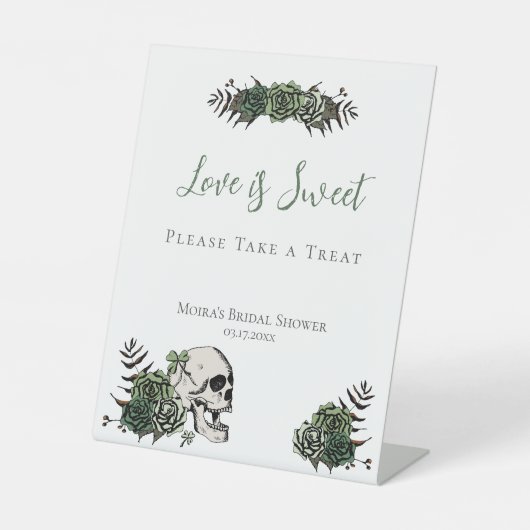 白いスカル ローズ アイリッシュ ブライダル シャワー フェイバーズ サイン (正面)