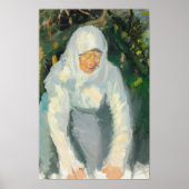 白いスカーフを持つスケーゲンの女性 ポスター (正面)