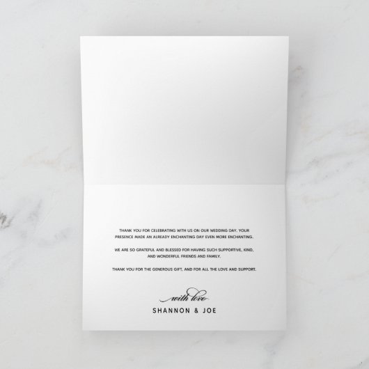白いスクリプトありがとうあ結婚なたの写真コラージュ サンキューカード (内部)