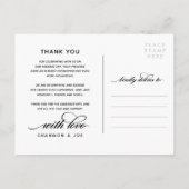 白いスクリプトありがとうあ結婚なたの写真コラージュ 案内ポストカード (裏面)