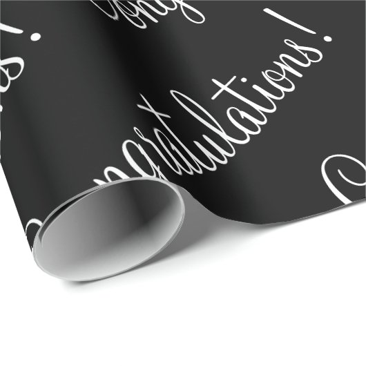 白いスクリプトのウェディング卒業おめでとう ラッピングペーパー (ロールコーナー)