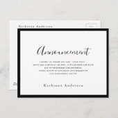 白いスクリプトのキャンセルのお知らせポストカード ポストカード (正面/裏面)