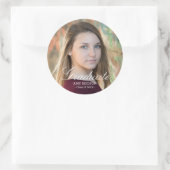 白いスクリプトの卒業カスタム写真 ラウンドシール (バッグ)