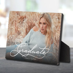 白いスクリプトの卒業写真 フォトプラーク