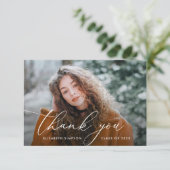 白いスクリプトの感謝してい卒業あなたのフォトカード サンキューカード (スタンド正面)