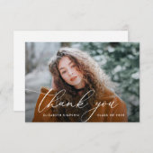 白いスクリプトの感謝してい卒業あなたのフォトカード サンキューカード (正面/裏面)