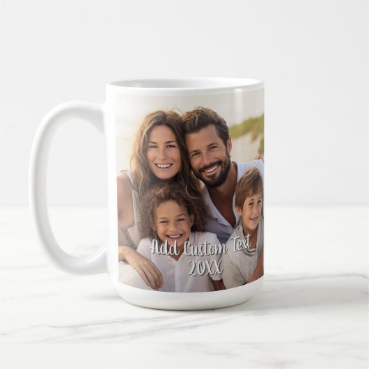 白いスクリプトの文字を使用しモダンた完全なフォトレイアウト コーヒーマグカップ (左)