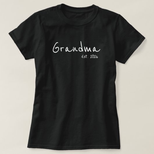 白いスクリプトの祖母設立 Tシャツ (デザイン正面)