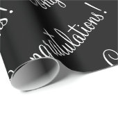 白いスクリプトの結婚式卒業おめでとう ラッピングペーパー (ロールコーナー)