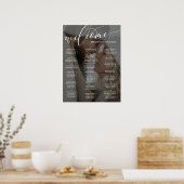 白いスクリプトようこそ写真結婚の座席表 ポスター (キッチン)