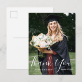 白いスクリプトフォト卒業ありがとうはがき 案内ポストカード (正面/裏面)