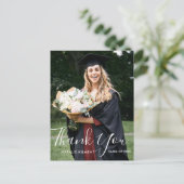 白いスクリプトフォト卒業ありがとうはがき 案内ポストカード (スタンド正面)