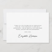 白いスクリプトフォト卒業 サンキューカード (裏面)