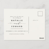 白いスクリプト私たちはエレガントな結婚式の写真をする ポストカード (裏面)