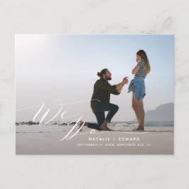 白いスクリプト私たちはエレガントな結婚式の写真をする ポストカード