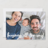 白いスクリプト笑いオールウェイホリデー写真 シーズンカード (正面)