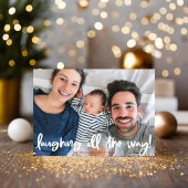 白いスクリプト笑いオールウェイホリデー写真 シーズンカード