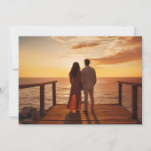 白いスクリプト2つの写真の日付を保存 案内状 (裏面)