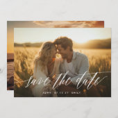 白いスクリプト2つの写真の日付を保存 案内状 (正面/裏面)