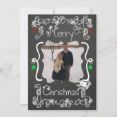 白いスクロカスタマイズール写真ホリデーカード シーズンカード (正面)