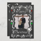 白いスクロカスタマイズール写真ホリデーカード シーズンカード (正面/裏面)