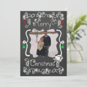 白いスクロカスタマイズール写真ホリデーカード シーズンカード (スタンド正面)