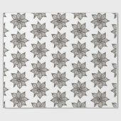 白いスケッチの花（黒） ラッピングペーパー (フラット)