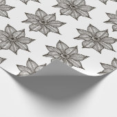 白いスケッチの花（黒） ラッピングペーパー (角)